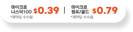 마이크로 나스닥100 $0.39 *계약당 수수료 | 마이크로 원유/골드 $0.79 *계약당 수수료